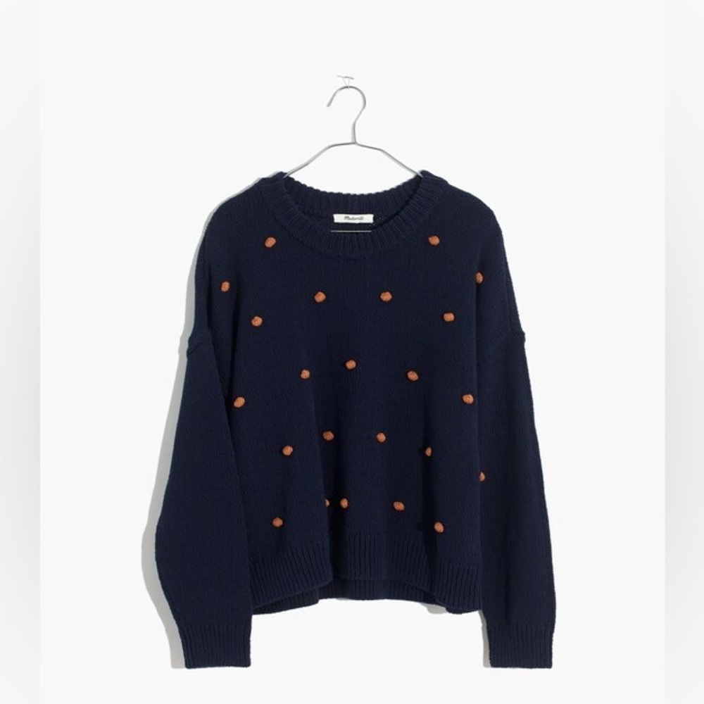 Madewell Navy Bobble Pullover - 100% cotton, unique, artsy, art you wear